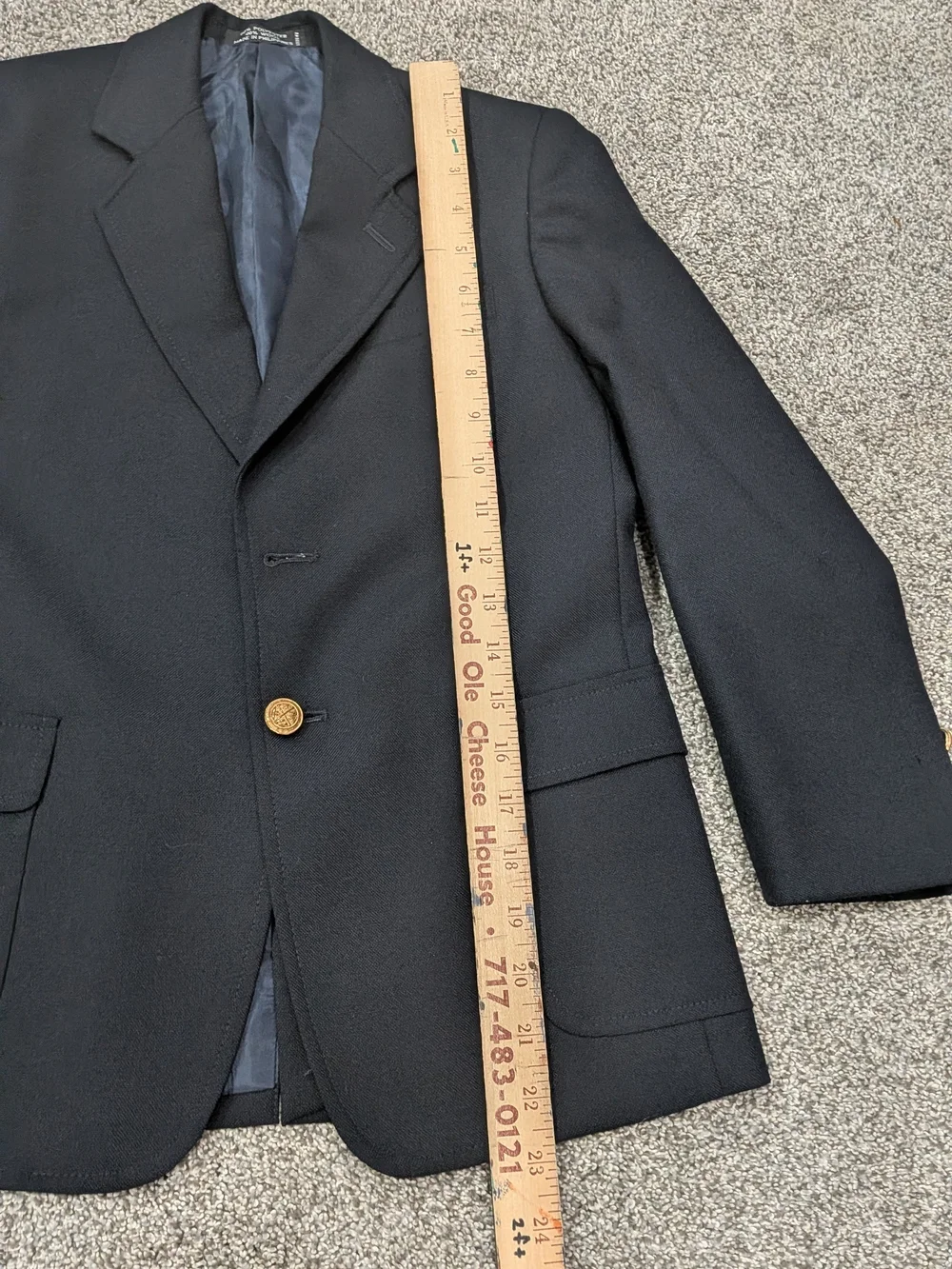 Nordstrom Suit Jacket Blazer Boys 10R Navy Gold Button Wool Blend Classic Preppy